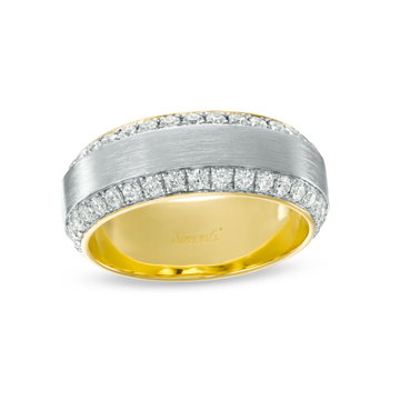 Simon G. Diamond Edge 8mm Wedding Band In White And Yellow Gold 18K