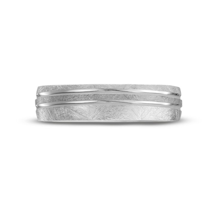 Simon G. Wire Finish Carved Line 5.5mm Wedding Band In Platinum