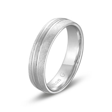 Simon G. Wire Finish Carved Line 5.5mm Wedding Band In Platinum