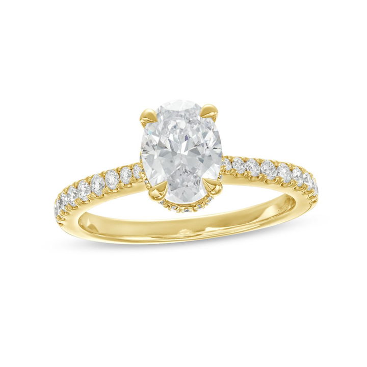 Oval Hidden Halo Engagement Setting by Adorette In Yellow Gold 14K