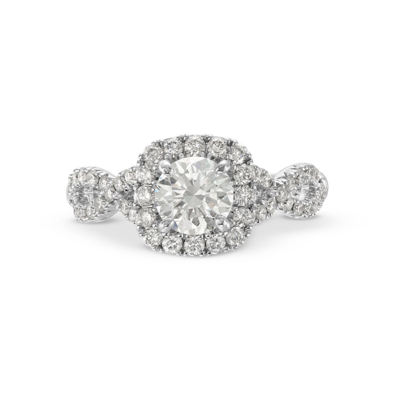 Round Diamond Halo Open Twist Engagement Ring 0