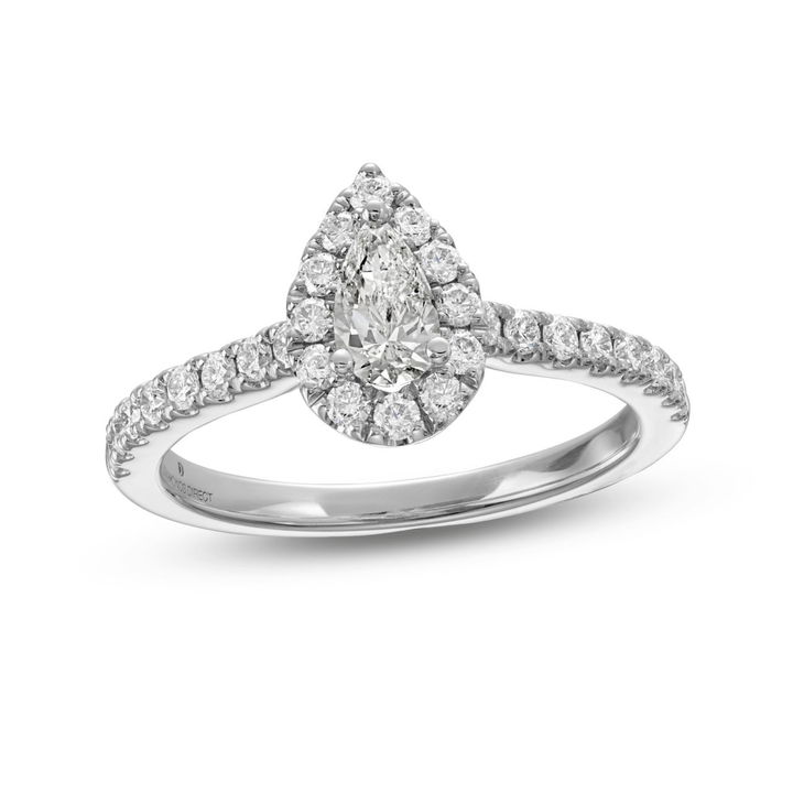 White Gold 14K Pear Diamond Halo Engagement Ring