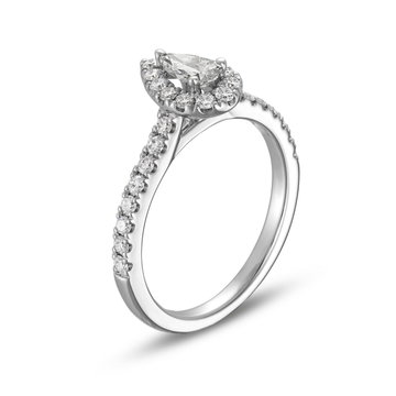 Pear Diamond Halo Engagement Ring In White Gold 14K