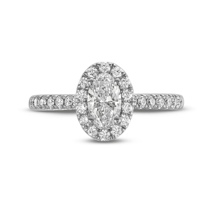 White Gold 14K Oval Diamond Halo Engagement Ring