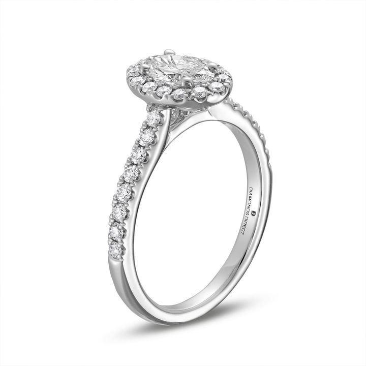 White Gold 14K Oval Diamond Halo Engagement Ring