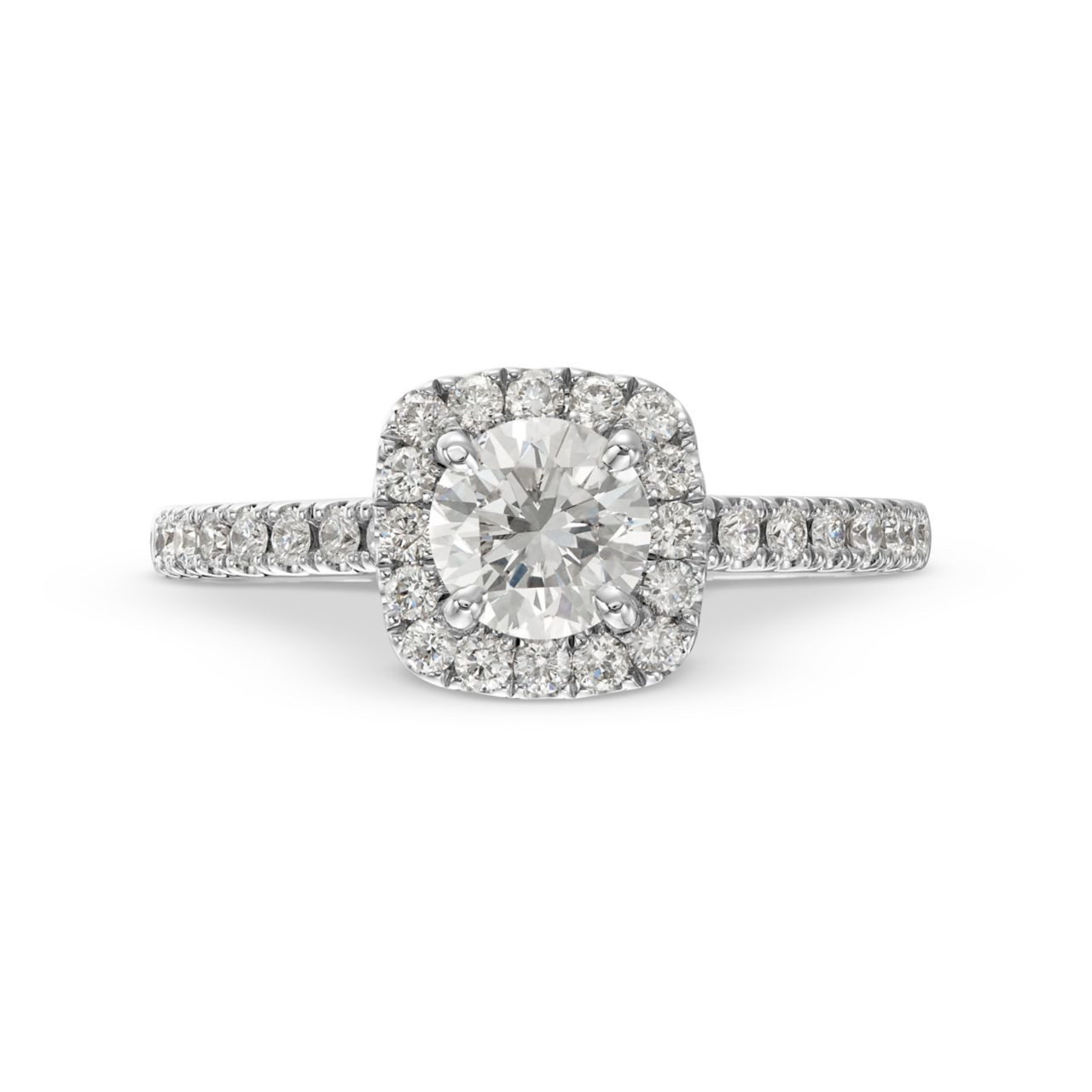 Round Diamond Cushion Halo Engagement Ring 0