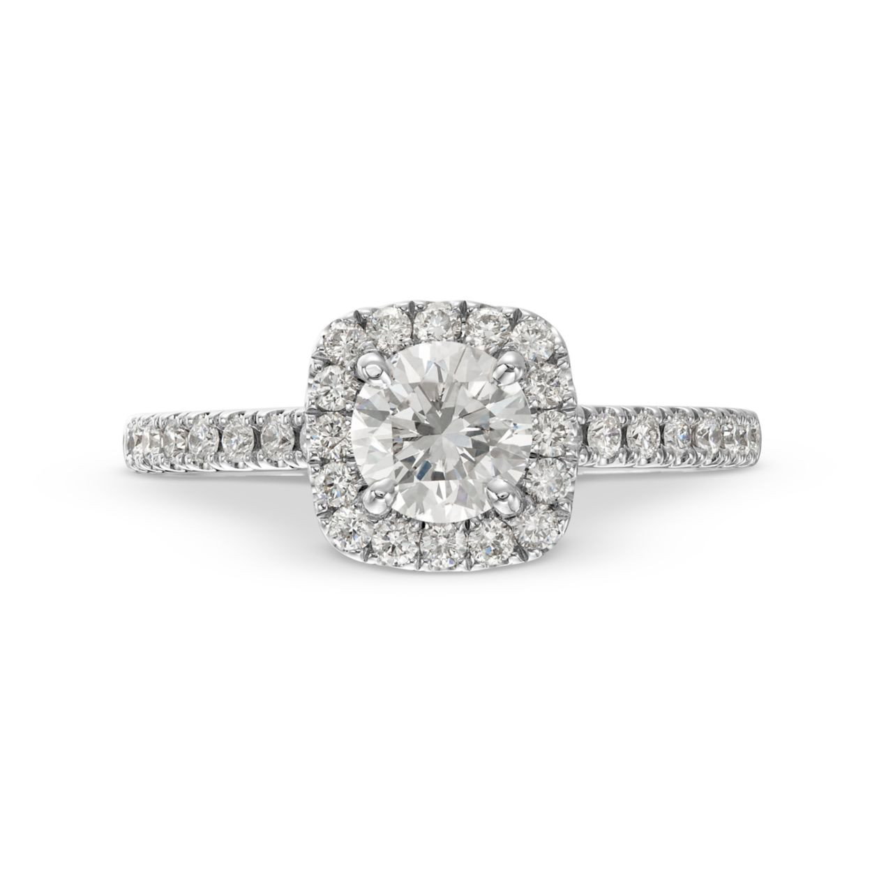 Round Diamond Cushion Halo Engagement Ring