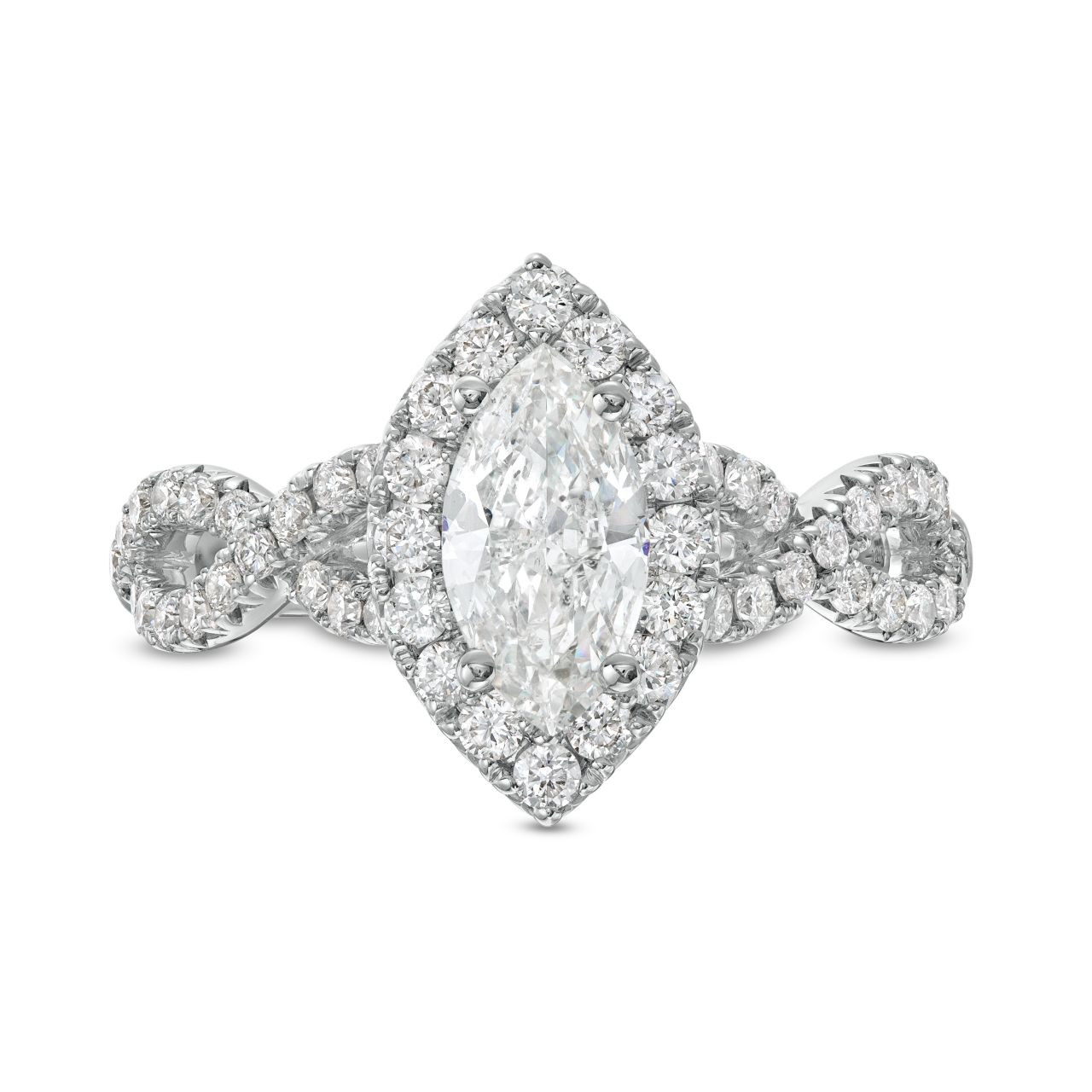 Marquise Diamond Halo Twist Engagement Ring
