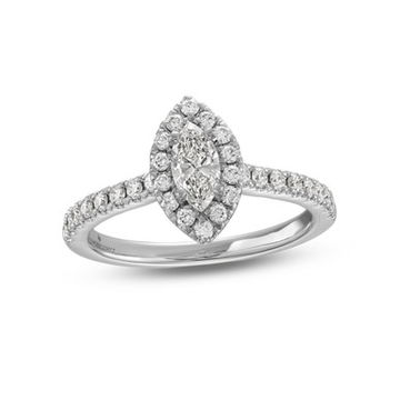 Marquise Diamond Halo Engagement Ring