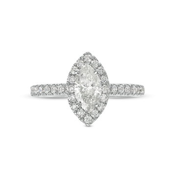 Marquise Diamond Halo Engagement Ring In White Gold 14K