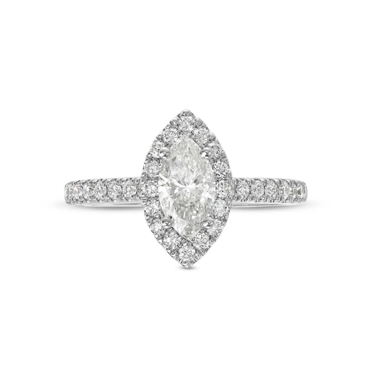 Marquise Diamond Halo Engagement Ring 0