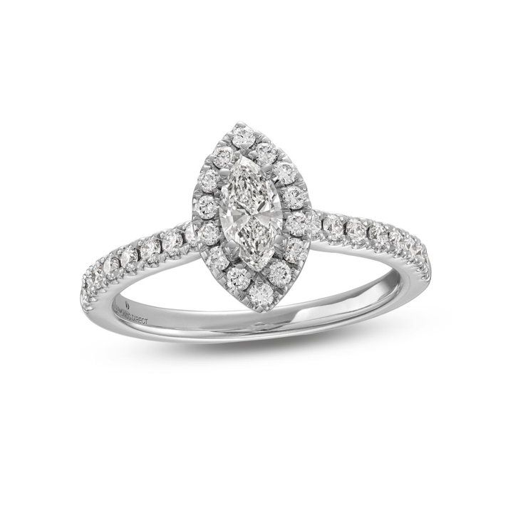 Marquise Diamond Halo Engagement Ring In White Gold 14K