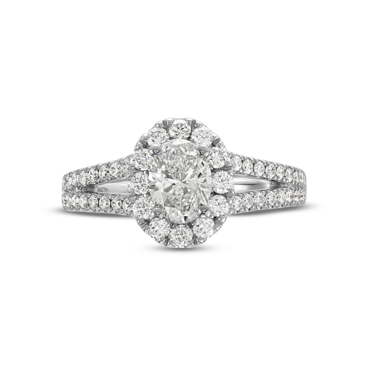 Oval Diamond Halo Split Engagement Ring 0