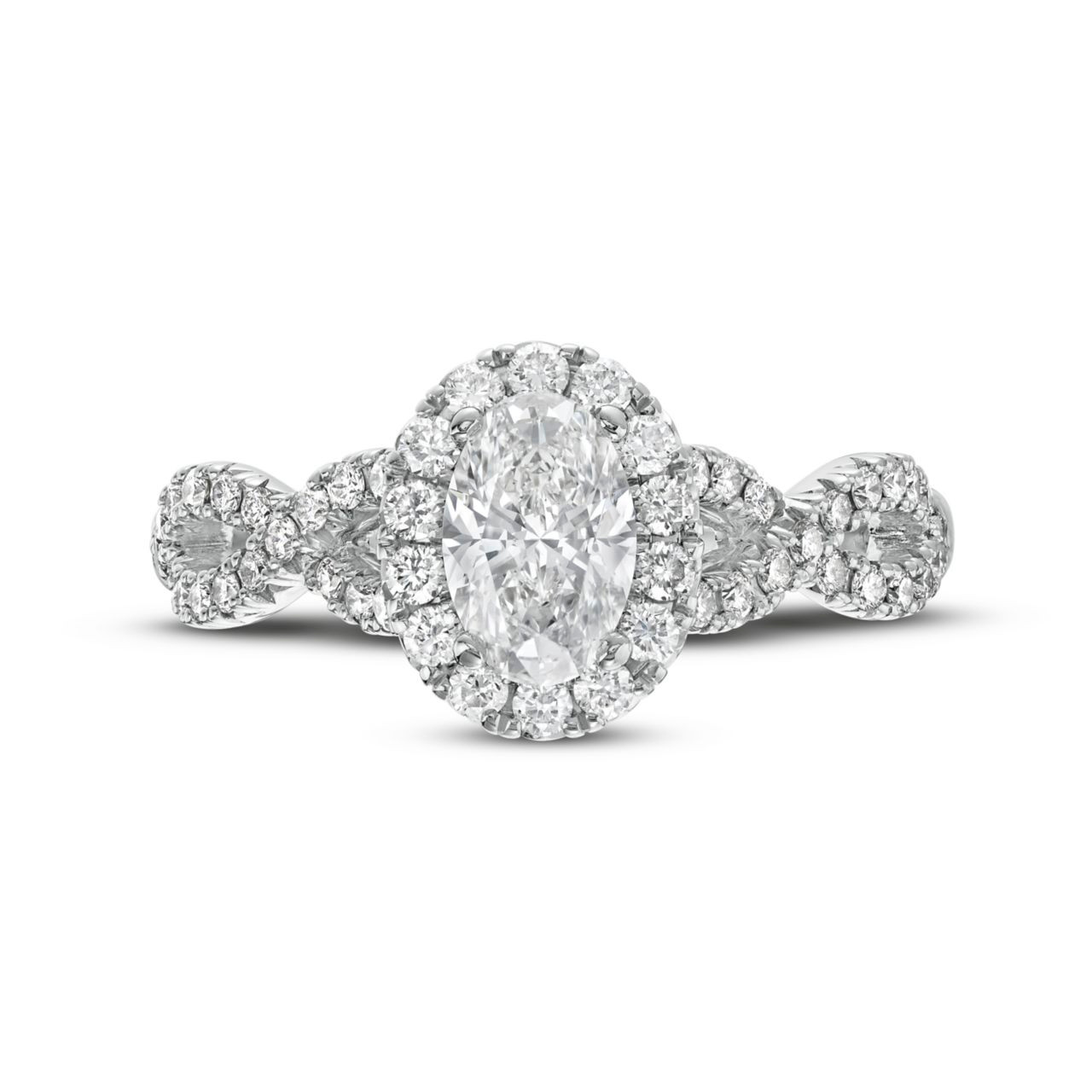 Oval Diamond Halo Twist Engagement Ring