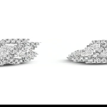 Princess Diamond Three Stone Halo Engagement Ring