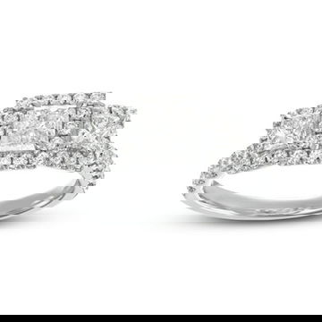 Princess Diamond Three Stone Halo Engagement Ring