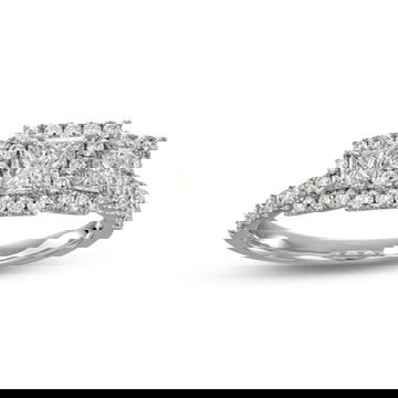 Princess Diamond Three Stone Halo Engagement Ring