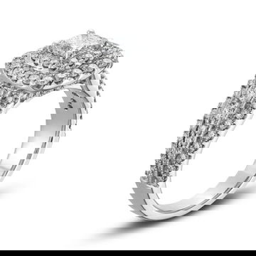 Cushion Diamond Double Halo Three Row Engagement Ring 3