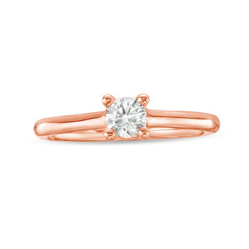 Round Diamond Solitaire Engagement Ring In Rose Gold 14K