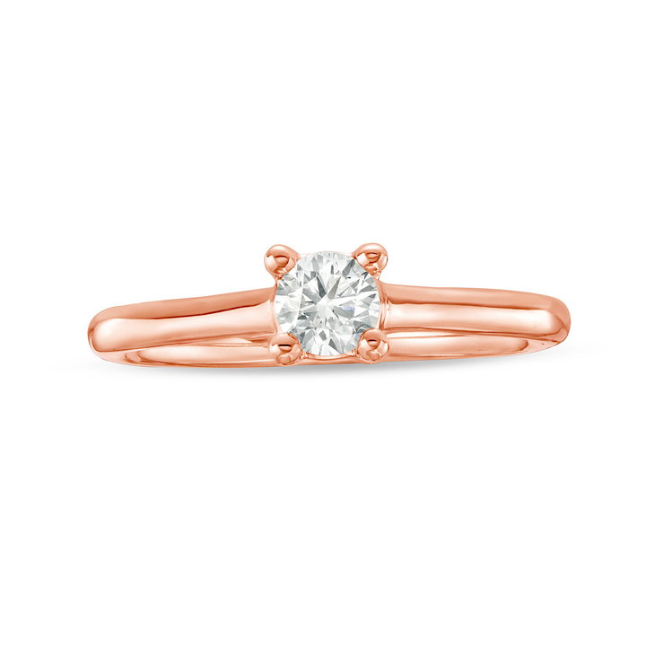 Round Diamond Solitaire Engagement Ring In Rose Gold 14K