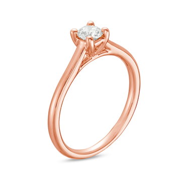 Round Diamond Solitaire Engagement Ring In Rose Gold 14K