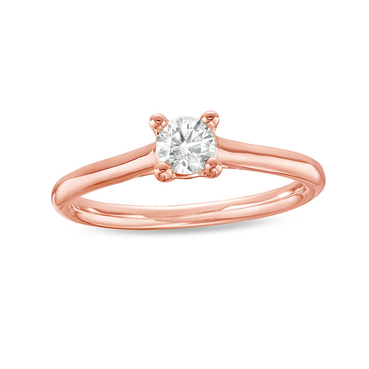 Round Diamond Solitaire Engagement Ring In Rose Gold 14K