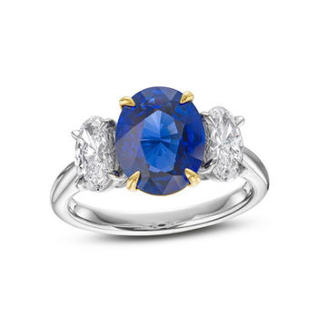 Oval Sapphire and Diamond Three Stone Ring