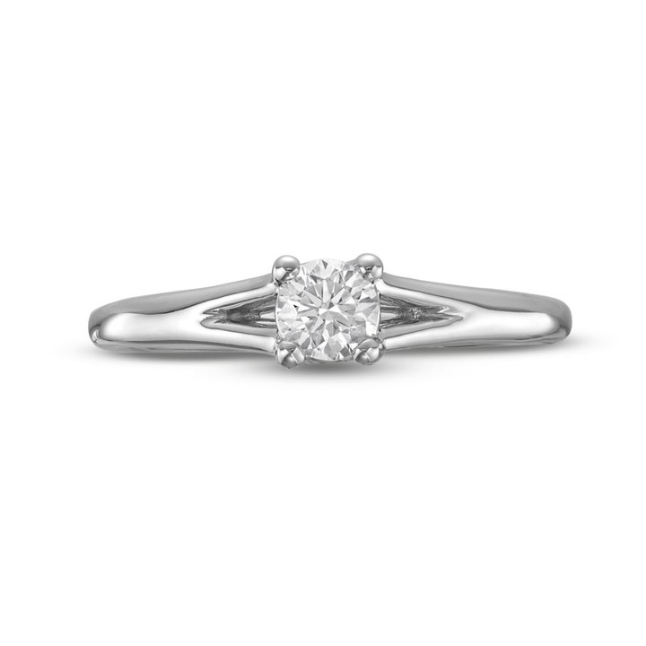 Round Diamond Solitaire Split Engagement Ring In White Gold 14K
