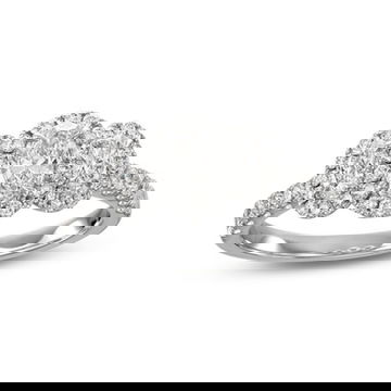 Oval Diamond Three Stone Halo Engagement Ring 6