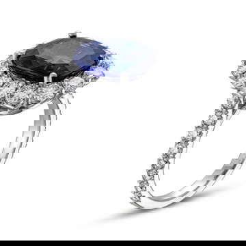 Sapphire and Diamond Halo Ring