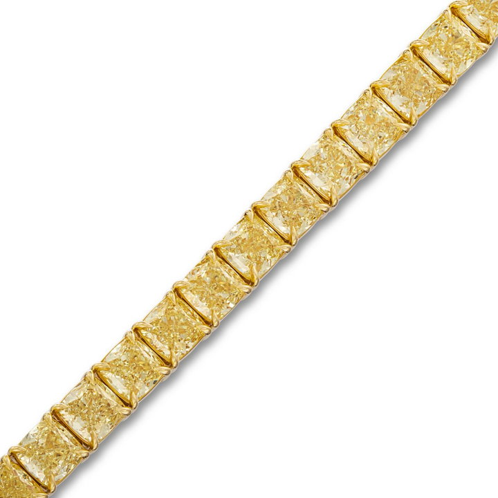 Fancy Yellow Diamond Tennis Bracelet (24tw) In Yellow Gold 18K