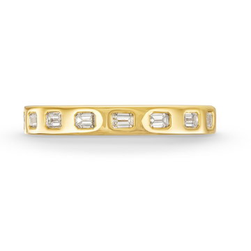 Baguette Diamond Inlay Wedding Band In Yellow Gold 14K