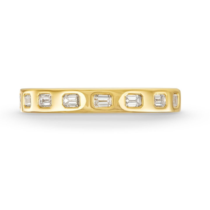 Baguette Diamond Inlay Wedding Band In Yellow Gold 14K