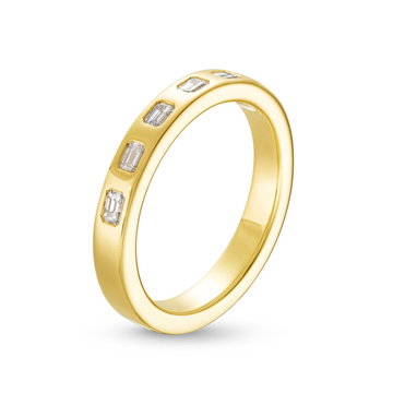 Baguette Diamond Inlay Wedding Band In Yellow Gold 14K