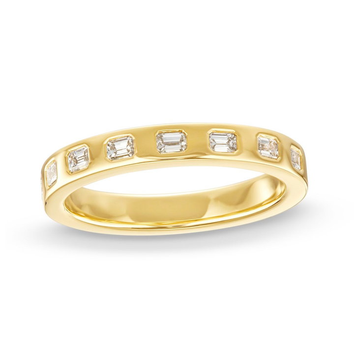 Baguette Diamond Inlay Wedding Band In Yellow Gold 14K