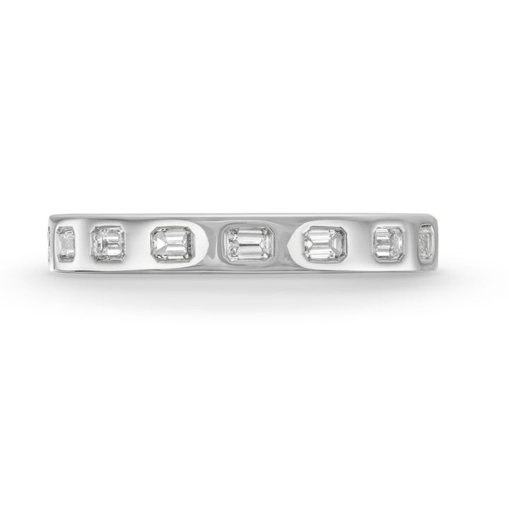 White Gold 14K Baguette Diamond Inlay Wedding Band