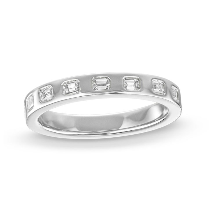 White Gold 14K Baguette Diamond Inlay Wedding Band