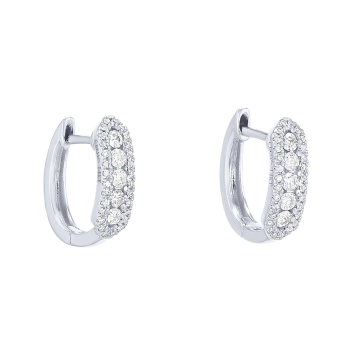 Three Row Hoop Earrings In White Gold 14K