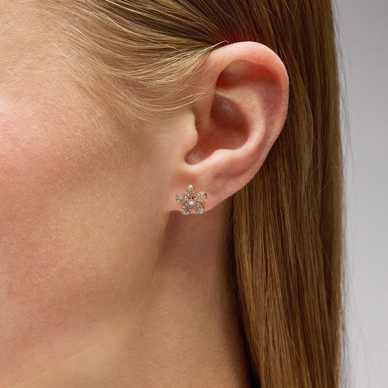 Floral Diamond Stud Earrings