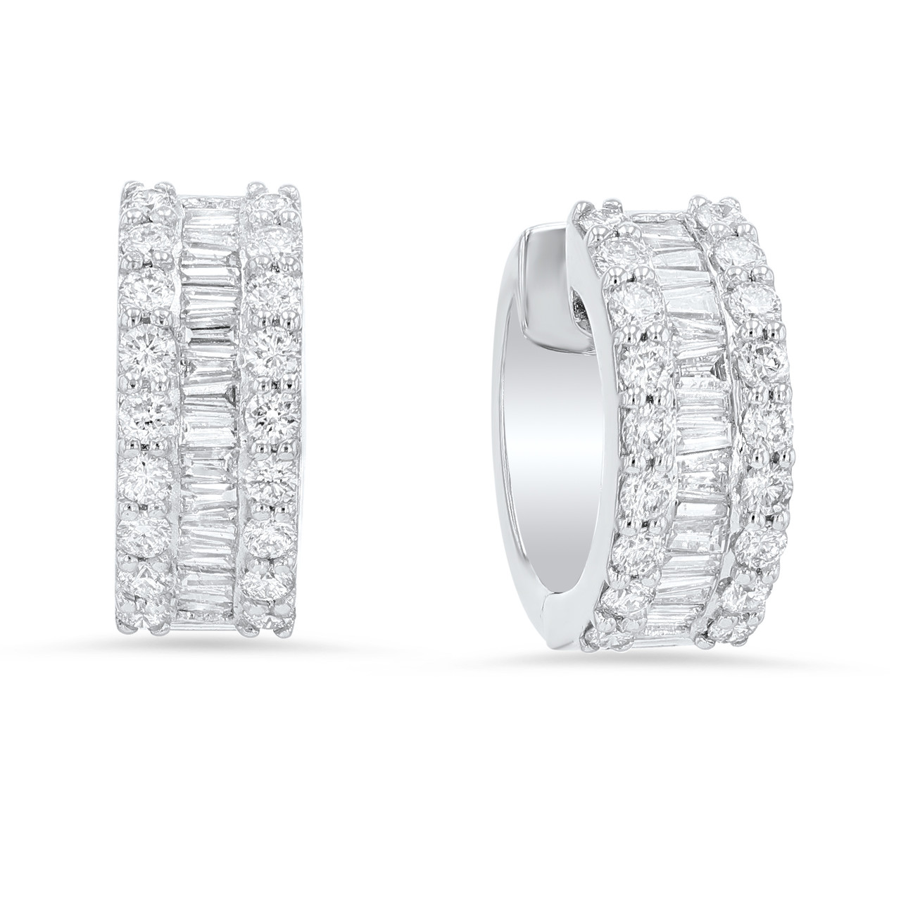 Baguette Accented Huggie Earrings 0