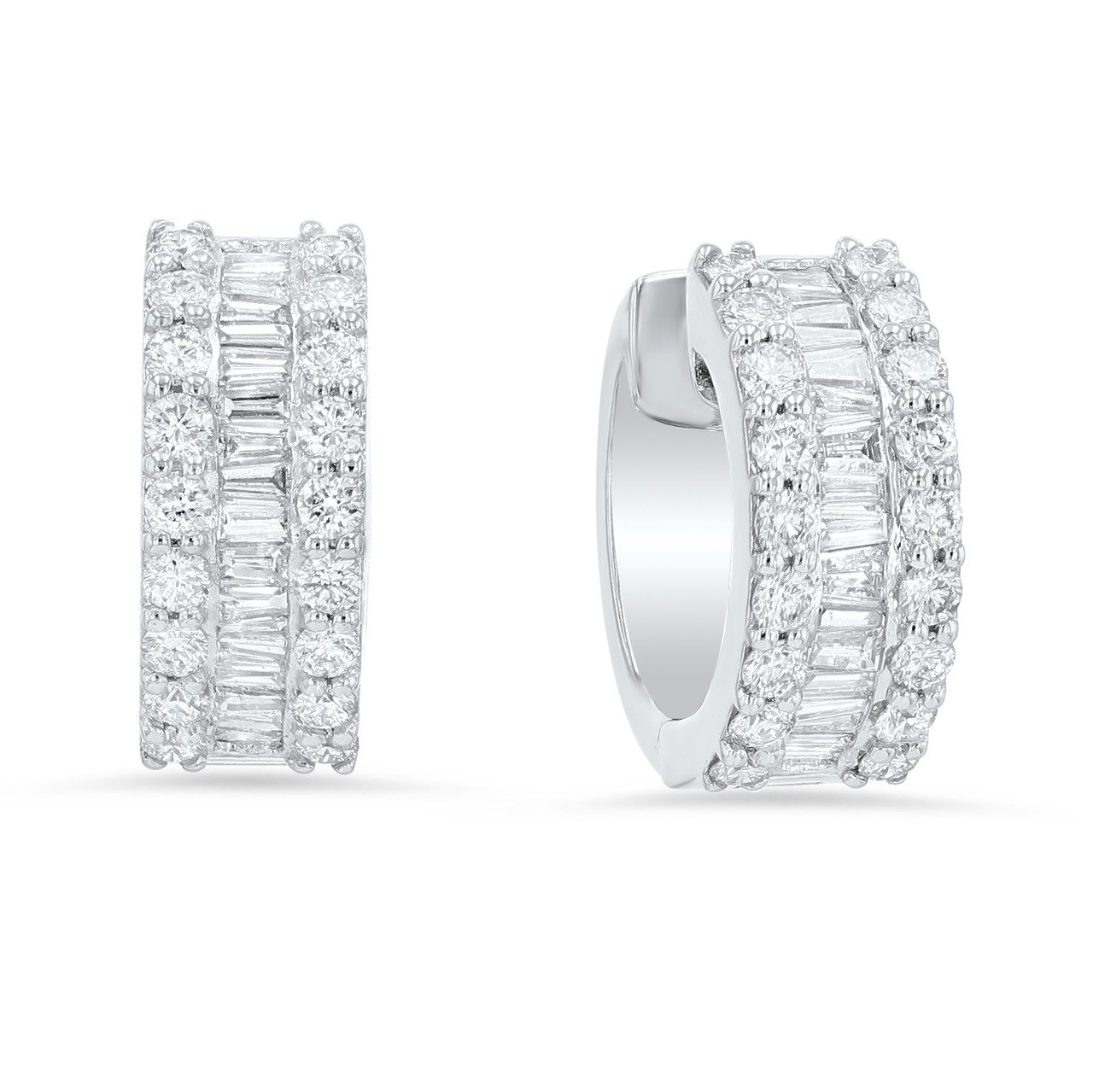 Baguette Accented Huggie Earrings 0
