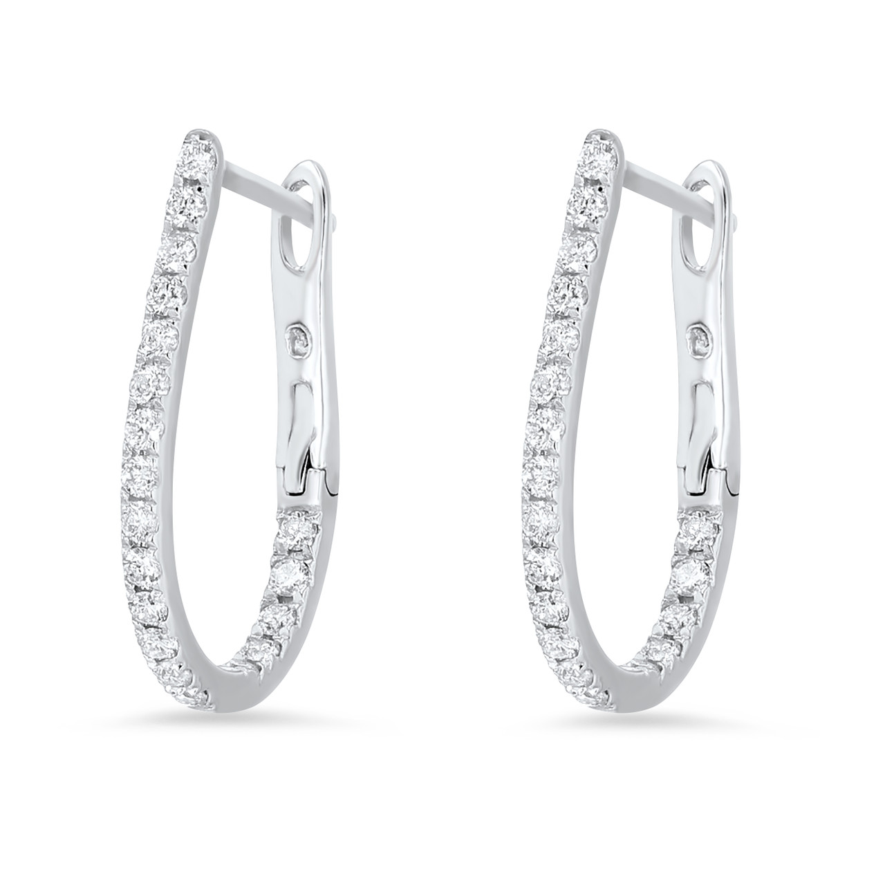 Drop Diamond Hoop Earrings 0