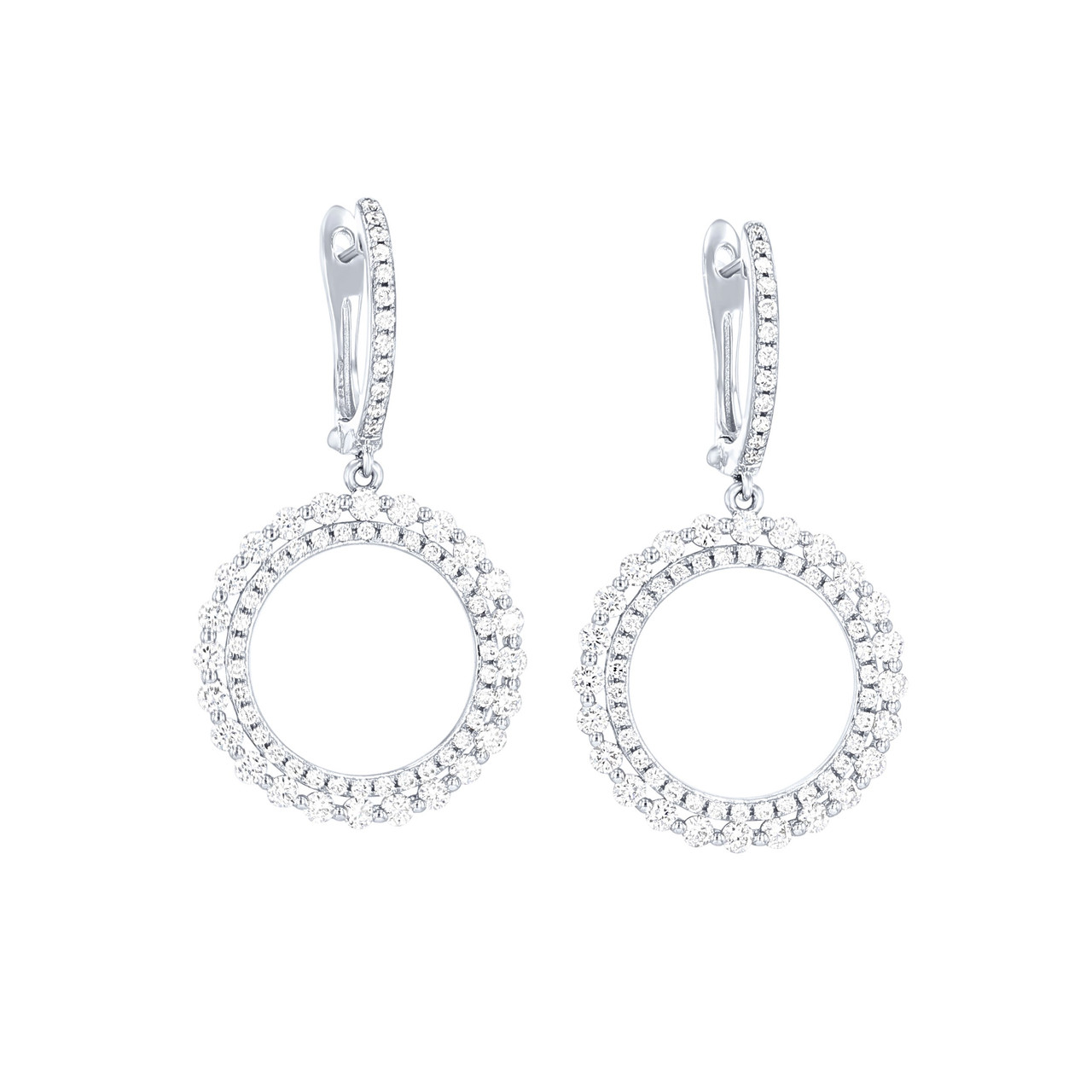 Diamond Circle Drop Earrings