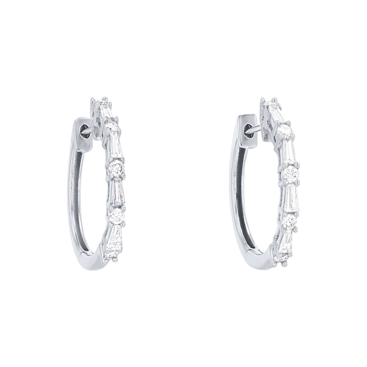 Alternating Diamond Hoop Earrings 0