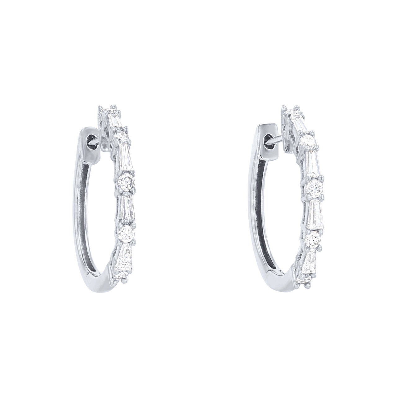 Alternating Diamond Hoop Earrings 0