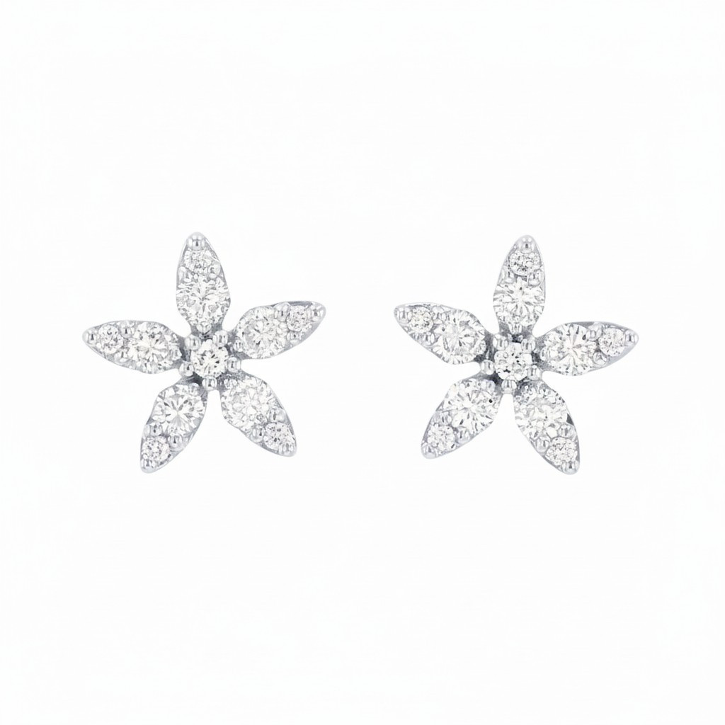 Flower Diamond Stud Earrings 0