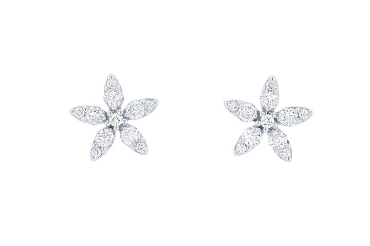 Rose Gold 18K Flower Diamond Stud Earrings