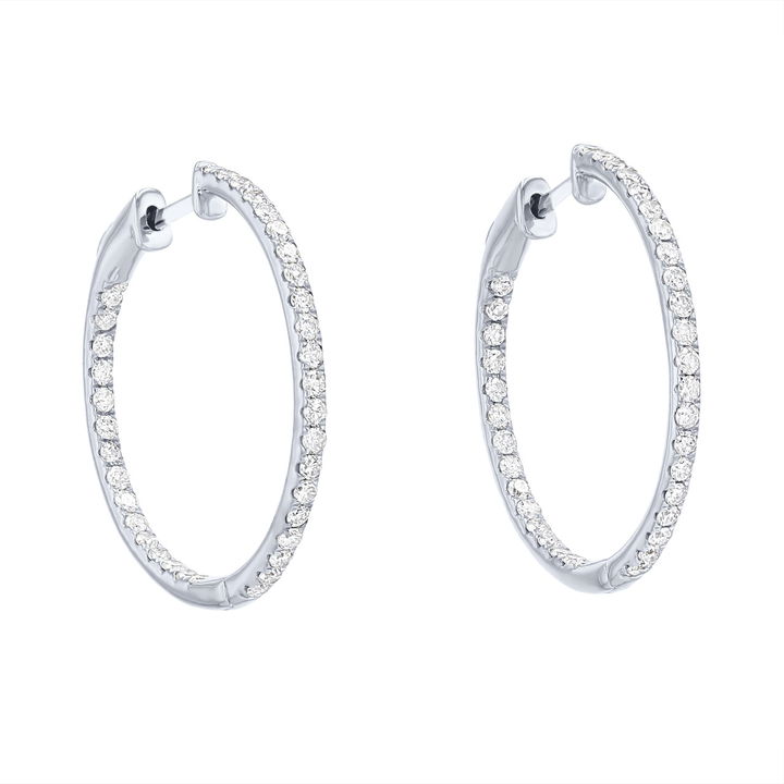 Yellow Gold 14K Diamond Inside Out Hoop Earrings