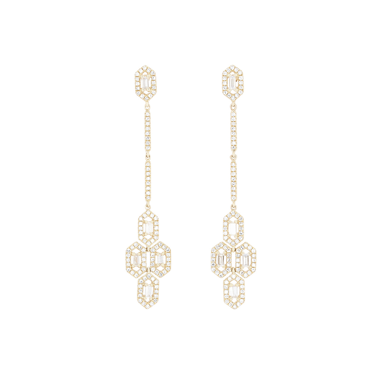 Diamond Geometric Drop Earrings