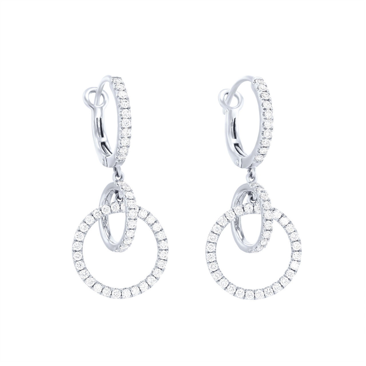Diamond Interlocked Circle Drop Earrings
